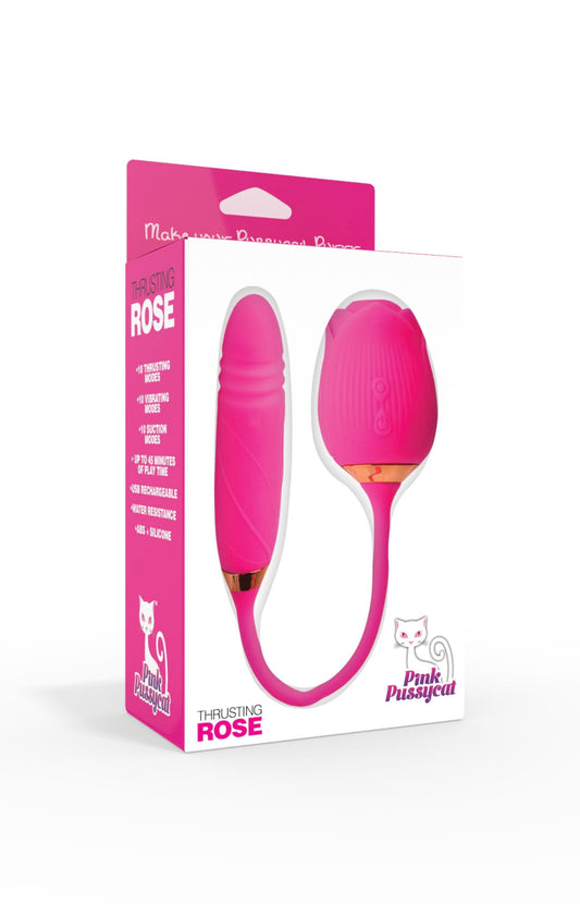Pink Pussycat Thrusting Rose Vibrator