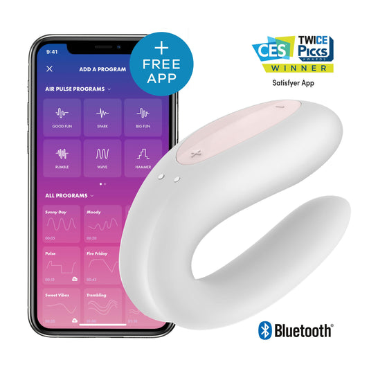 Satisfyer Double Joy White Vibrator W/ App
